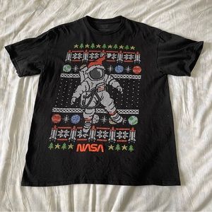 NASA Black Ugly Sweater Christmas Theme Astronaut T-Shirt
